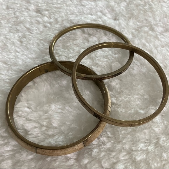 Vintage Brass & Stone Bangle Set - Picture 5 of 9